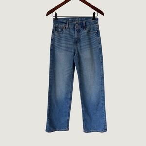 American Eagle Stovepipe High Rise Straight Leg Jeans Blue Womens 000 Short